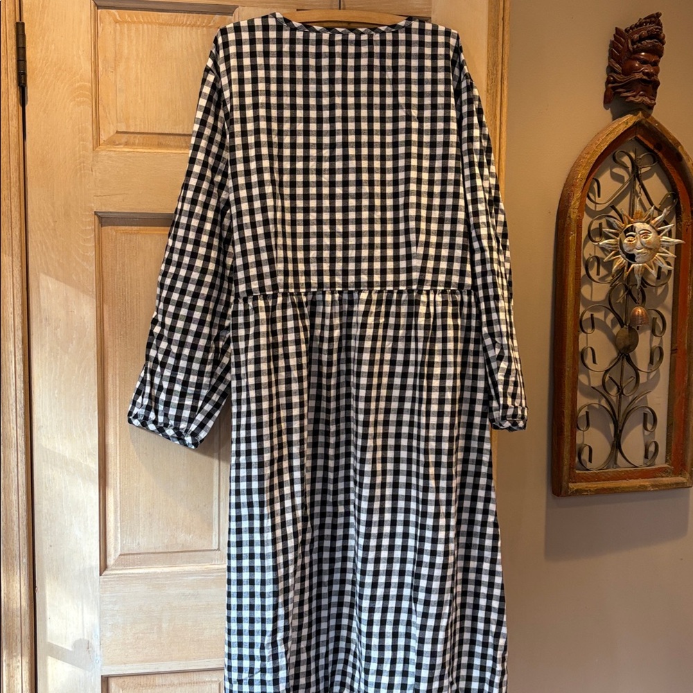 Black and White Flannel Gingham Dress Size 3X Vermont Country Store - Picture 7 of 8